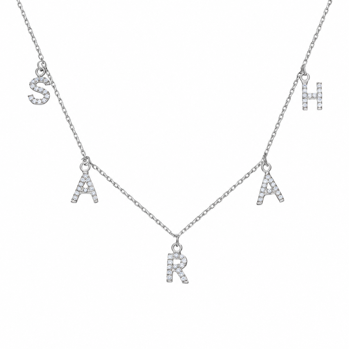 Kişiye Özel İsim Yazılı Zirkon Taşlı Sallantılı Kolye | 925 Ayar Gümüş – Jeweliay Jewelry – 9 – Silver beyaz fon #RENK_silver
