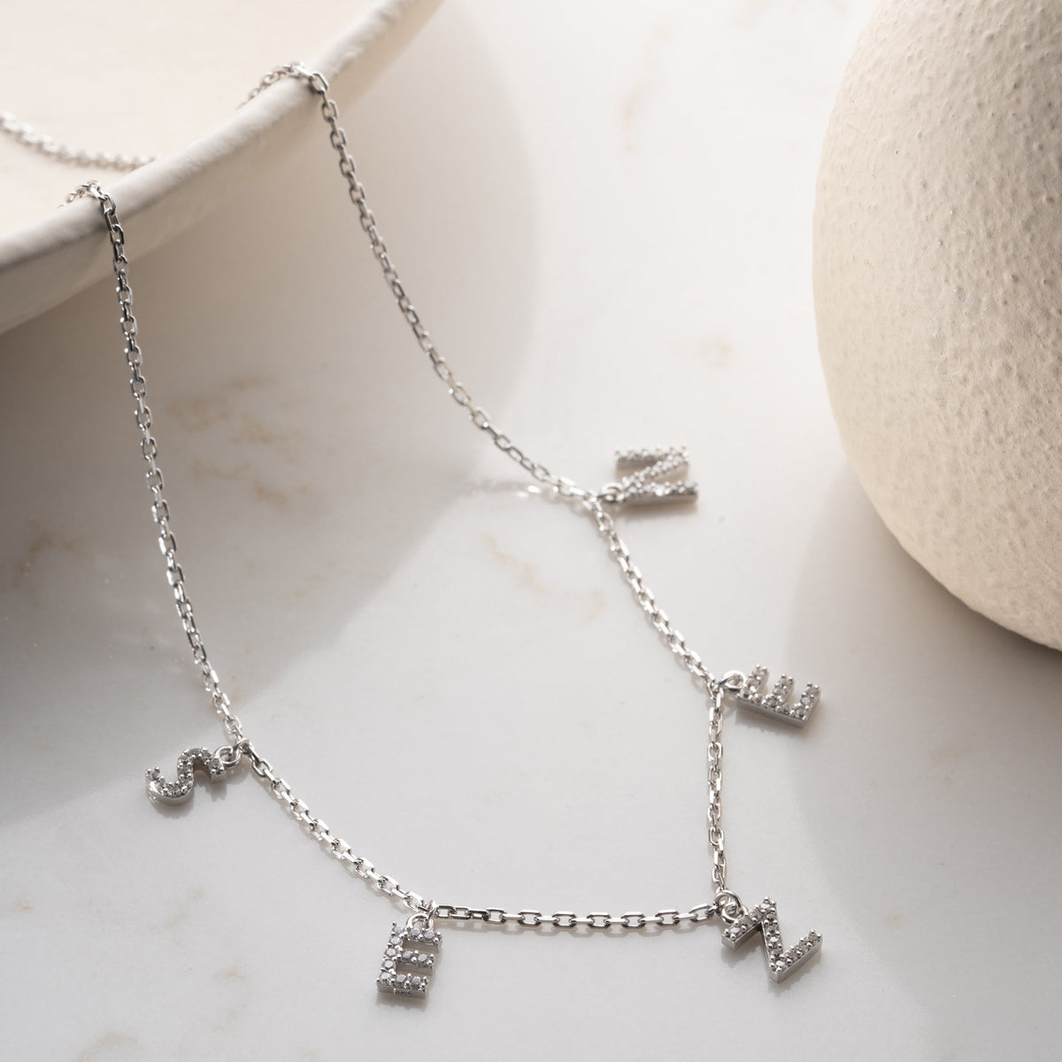 Kişiye Özel İsim Yazılı Zirkon Taşlı Sallantılı Kolye | 925 Ayar Gümüş – Jeweliay Jewelry – 12