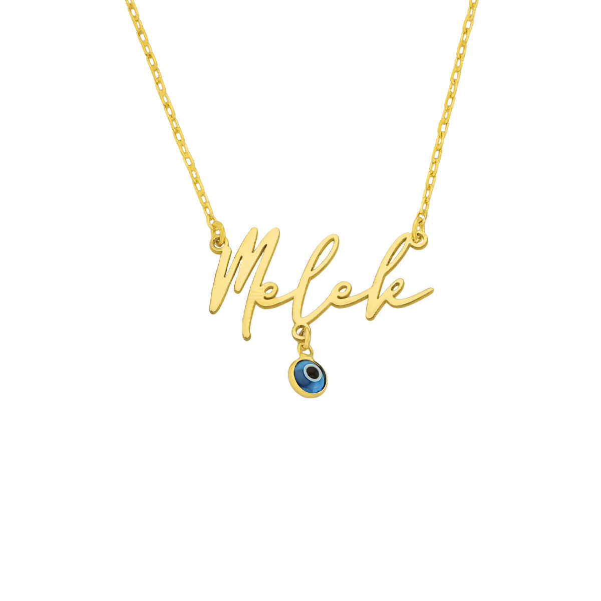 Kişiye Özel İsimli Nazar Sallantılı Yatay Kolye | 925 Ayar Gümüş – Jeweliay Jewelry – 1 – Gold beyaz fon #RENK_gold