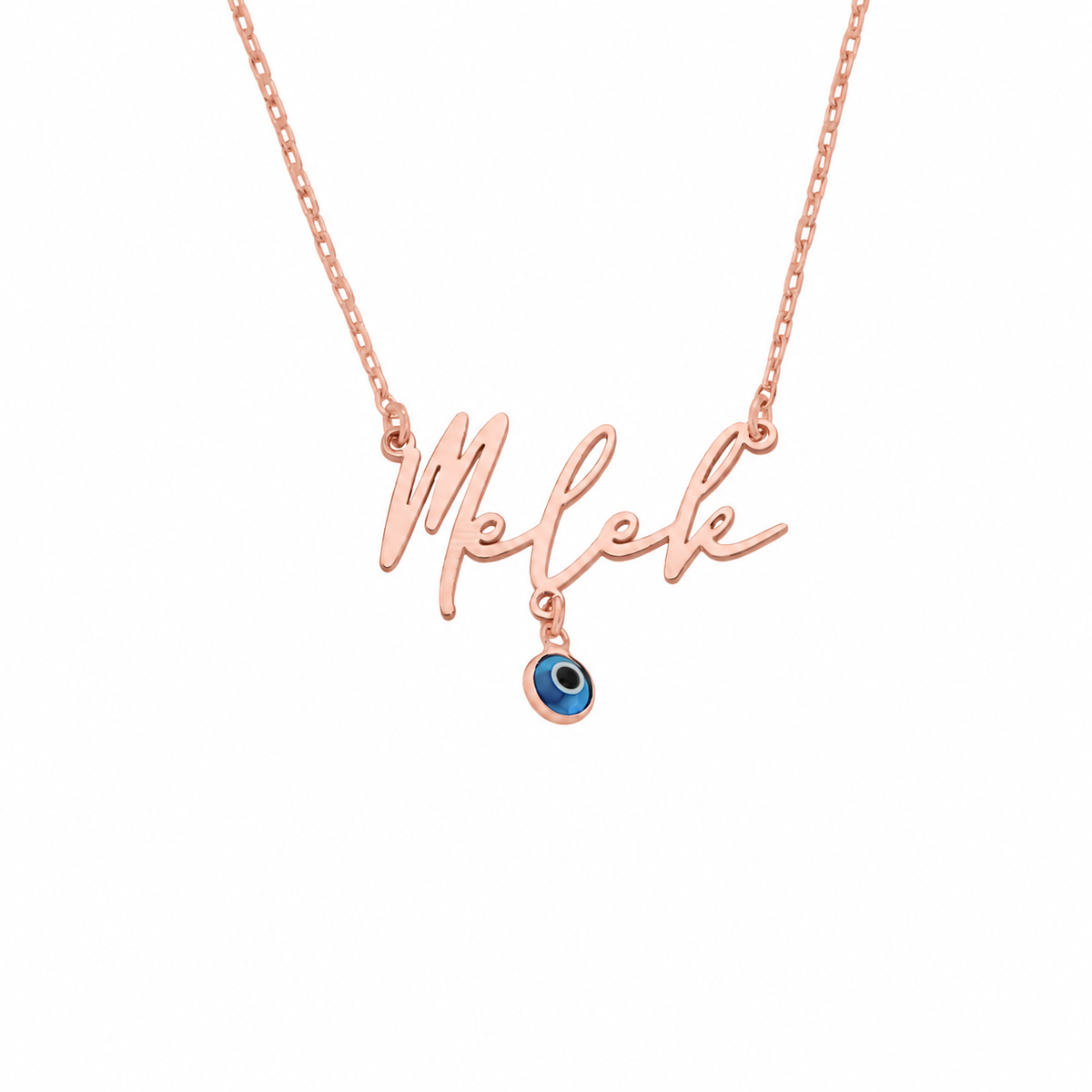 Kişiye Özel İsimli Nazar Sallantılı Yatay Kolye | 925 Ayar Gümüş – Jeweliay Jewelry – 3 – Rose beyaz fon #RENK_rose
