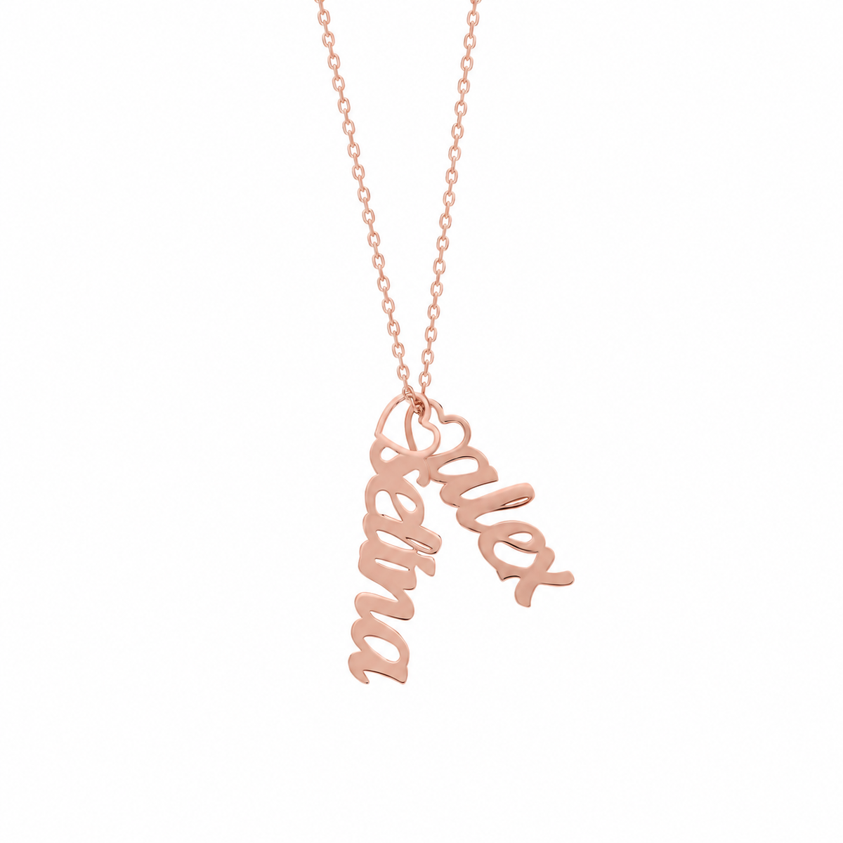 Kişiye Özel Kalpli İsim Sallantılı Kolye | 925 Ayar Gümüş – Jeweliay Jewelry – 3 – Rose beyaz fon #RENK_rose