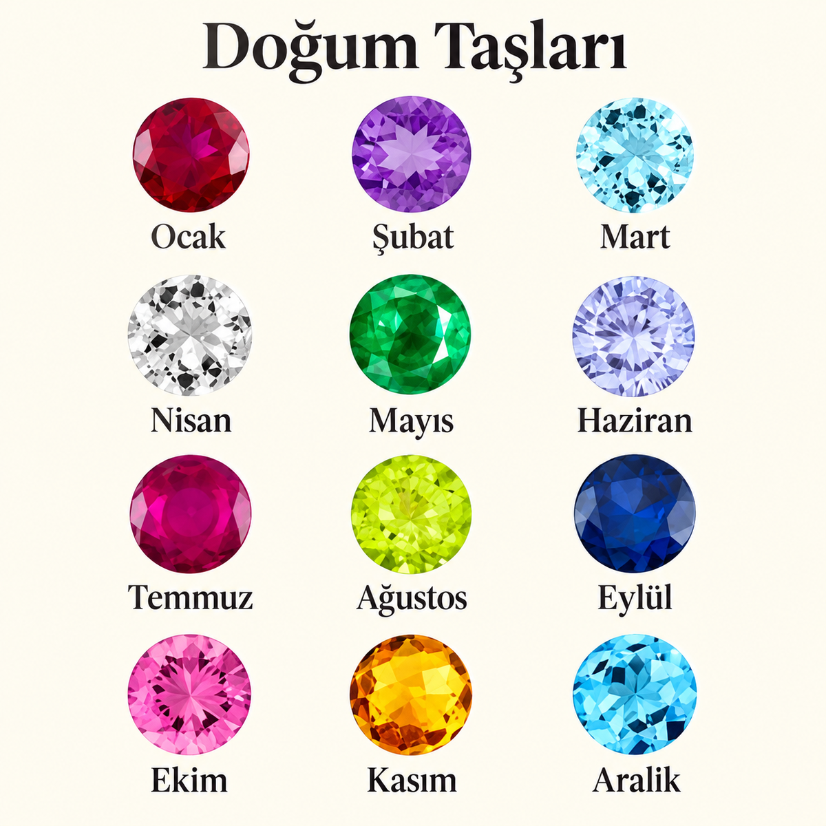 Kişiye Özel Küçük Harfli Doğum Taşı Kolye | 925 Ayar Gümüş – Jeweliay Jewelry – Doğum taşları – 12 ay için taş rengi seçim rehberi