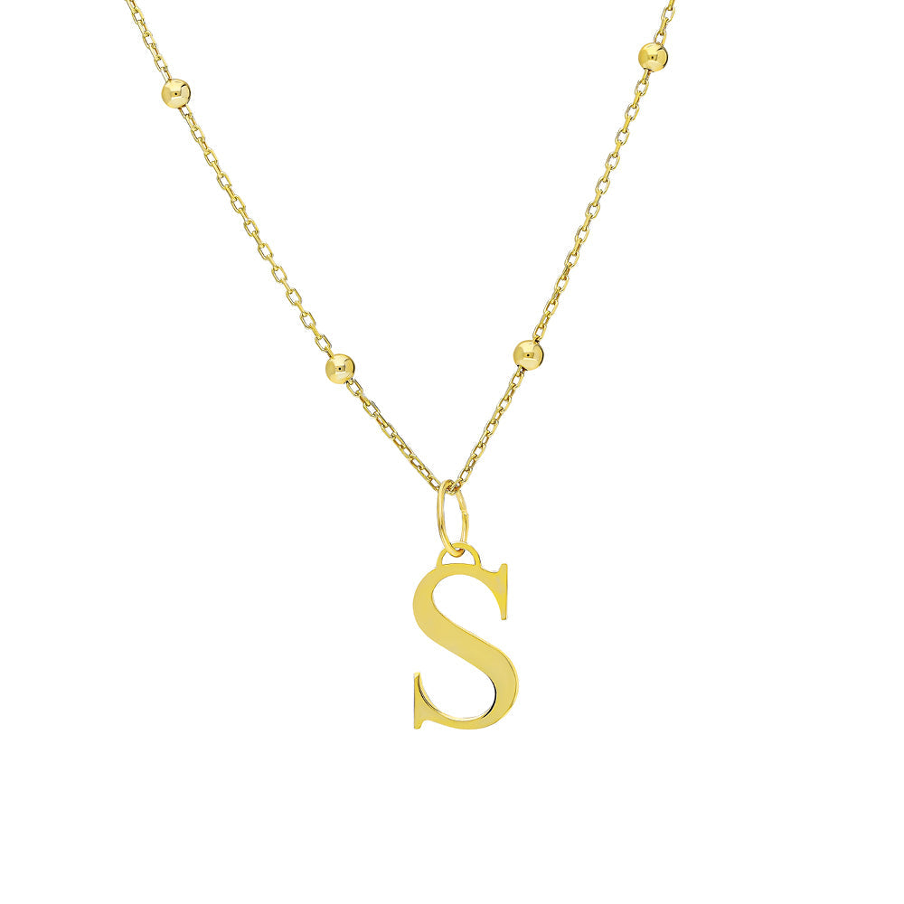 Kişiye Özel Mini Harf Sallantılı Top Zincir Kolye | 925 Ayar Gümüş – Jeweliay Jewelry – 1 – Gold beyaz fon #RENK_gold