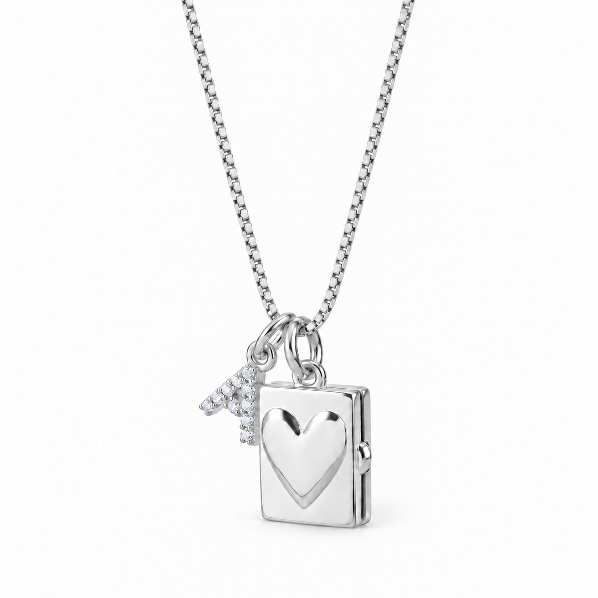 Kişiye Özel Mini Kalp Harfli Fotoğraflı Kapaklı Kolye | 925 Ayar Gümüş – Jeweliay Jewelry – 6 – Silver beyaz fon #RENK_silver