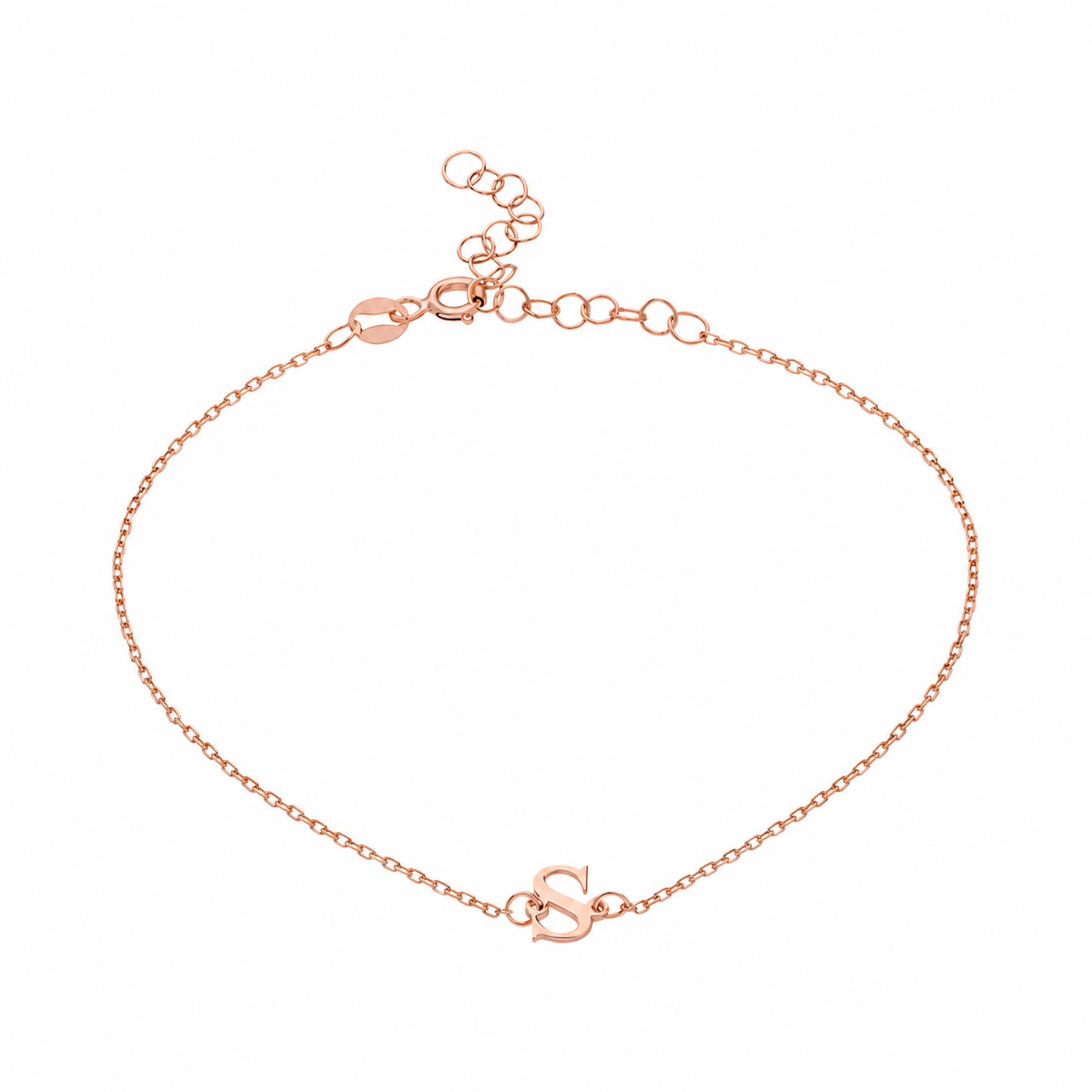 Kişiye Özel Minimal Harf Bileklik | 925 Ayar Gümüş – Jeweliay Jewelry – 3 – Rose beyaz fon #RENK_rose