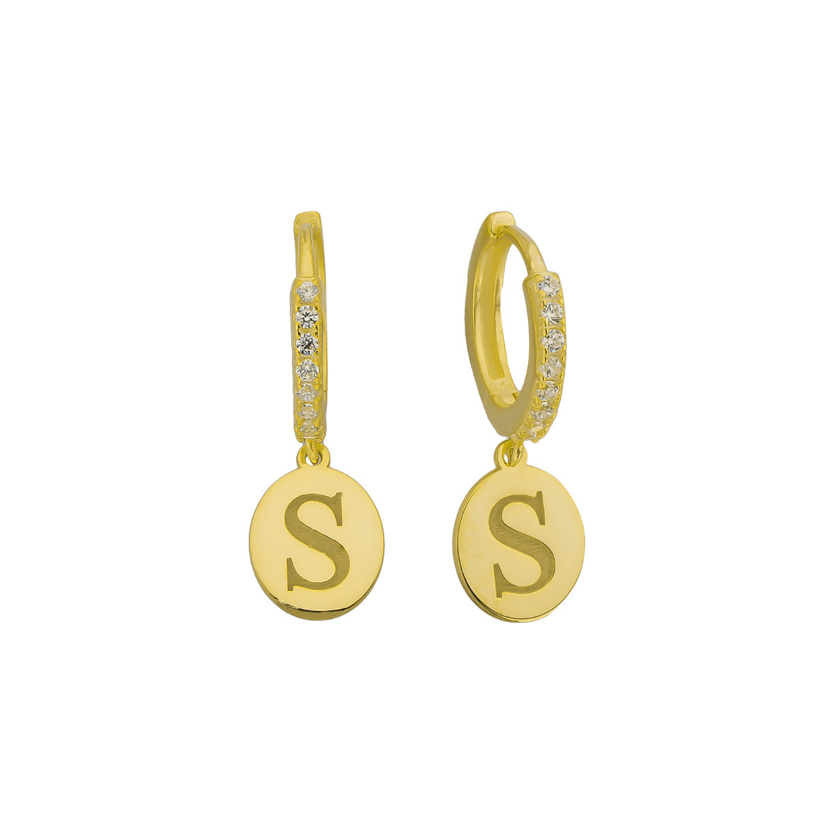 Kişiye Özel Plaka Harf Küpe | 925 Ayar Gümüş – Jeweliay Jewelry – 1 – Gold beyaz fon #RENK_gold