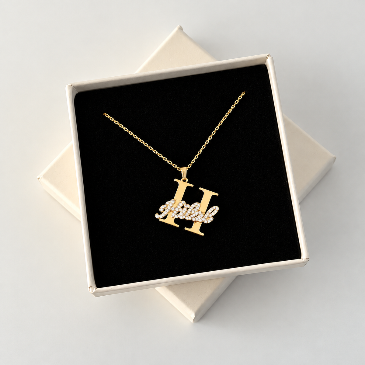 Kişiye Özel Premium Büyük Harf x Zirkon Taşlı İsim Kolye – Jeweliay Jewelry – 04