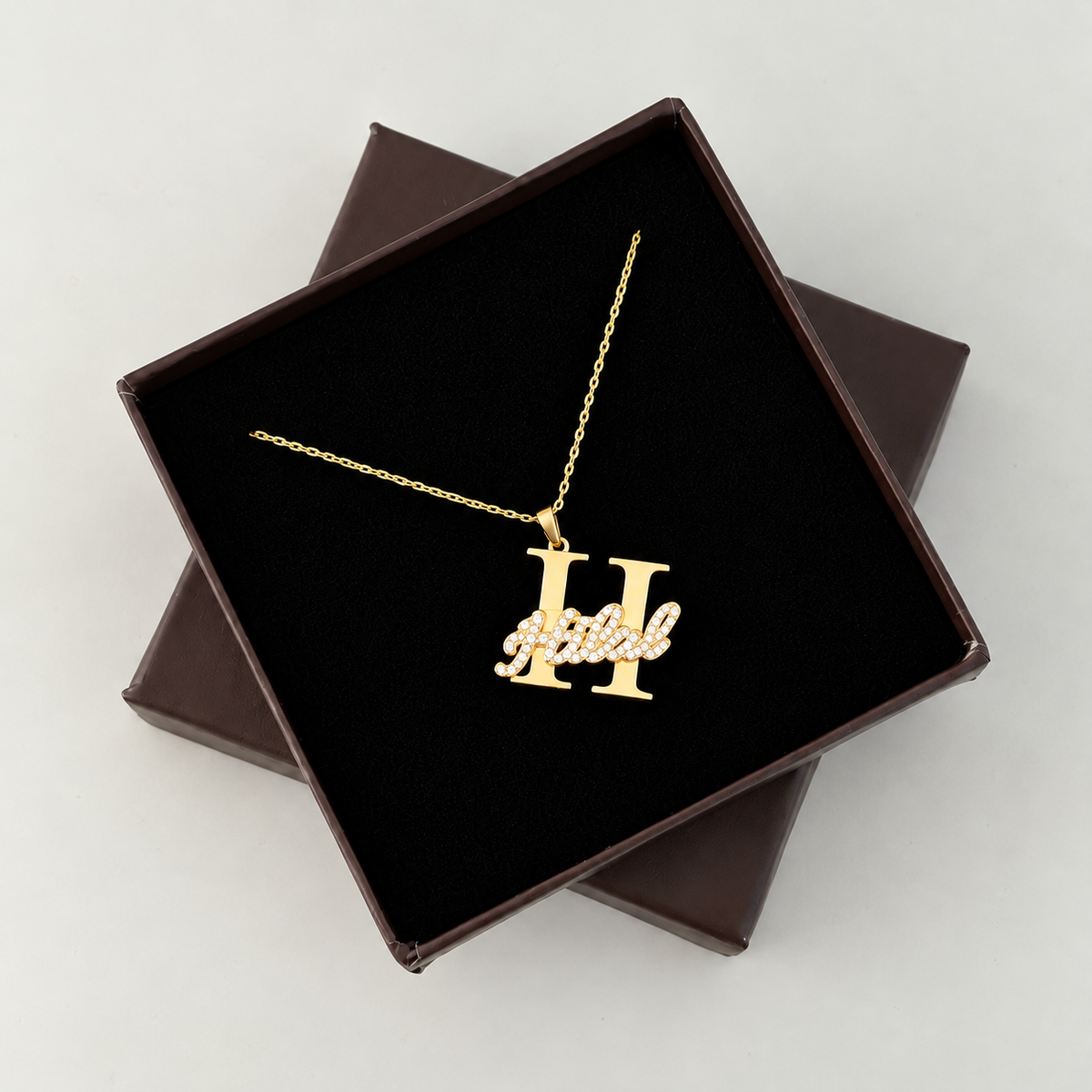 Kişiye Özel Premium Büyük Harf x Zirkon Taşlı İsim Kolye – Jeweliay Jewelry – 05