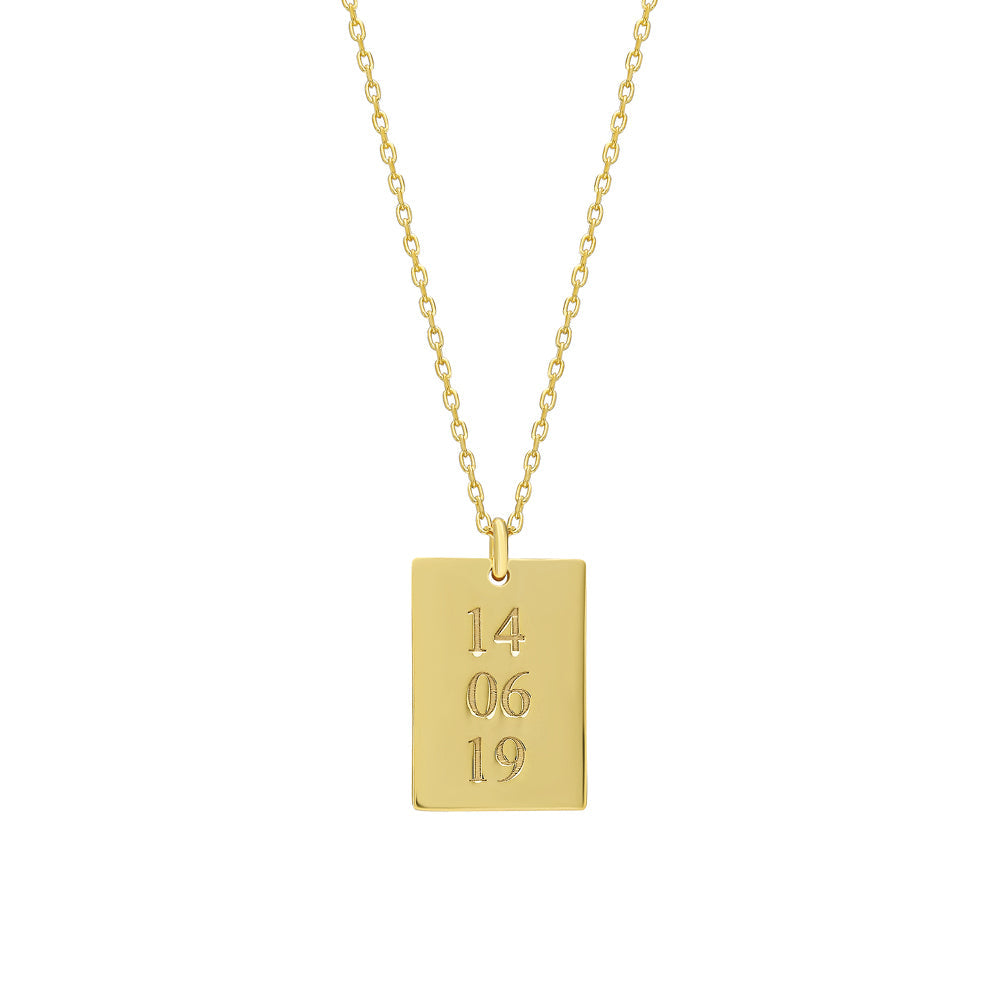 Kişiye Özel Tarihli Plaka Kolye | 925 Ayar Gümüş — Gold — beyaz fon #RENK_gold