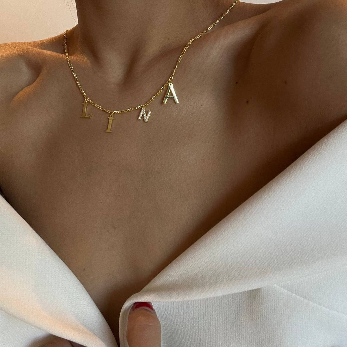 Kişiye Özel Tek Harf Taşlı İsim Kolye | 925 Ayar Gümüş – Jeweliay Jewelry – 4