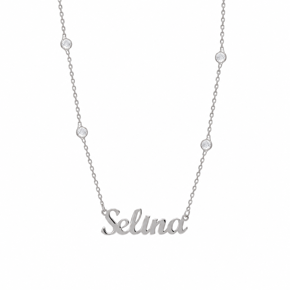 Kişiye Özel Kapama Taşlı İsim Kolye | 925 Ayar Gümüş – Jeweliay Jewelry – 3 – Silver beyaz fon #RENK_silver