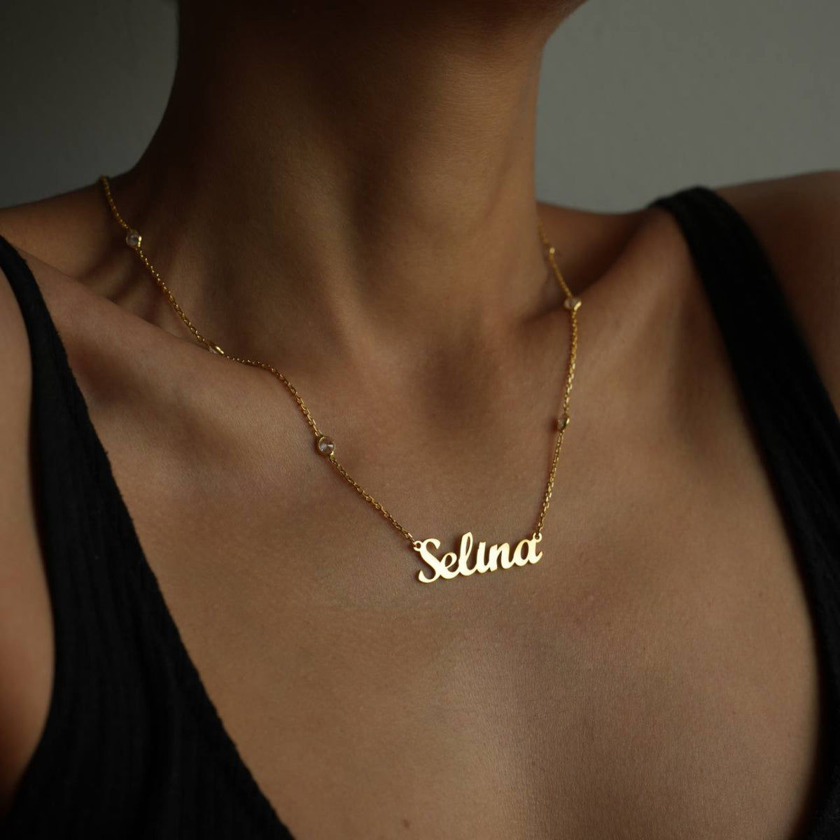 Kişiye Özel Kapama Taşlı İsim Kolye | 925 Ayar Gümüş – Jeweliay Jewelry – 4
