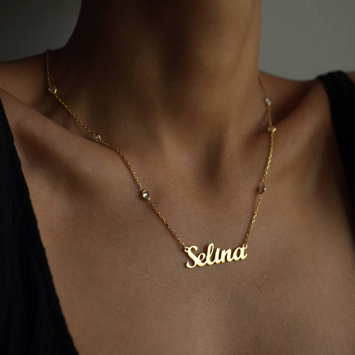 Kişiye Özel Kapama Taşlı İsim Kolye | 925 Ayar Gümüş – Jeweliay Jewelry – 8