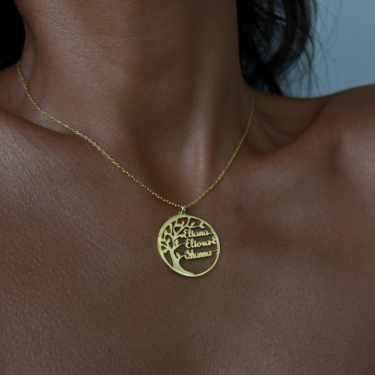Kişiye Özel Üç İsim Yazılı Hayat Ağacı Aile Kolye | 925 Ayar Gümüş – Jeweliay Jewelry – 5