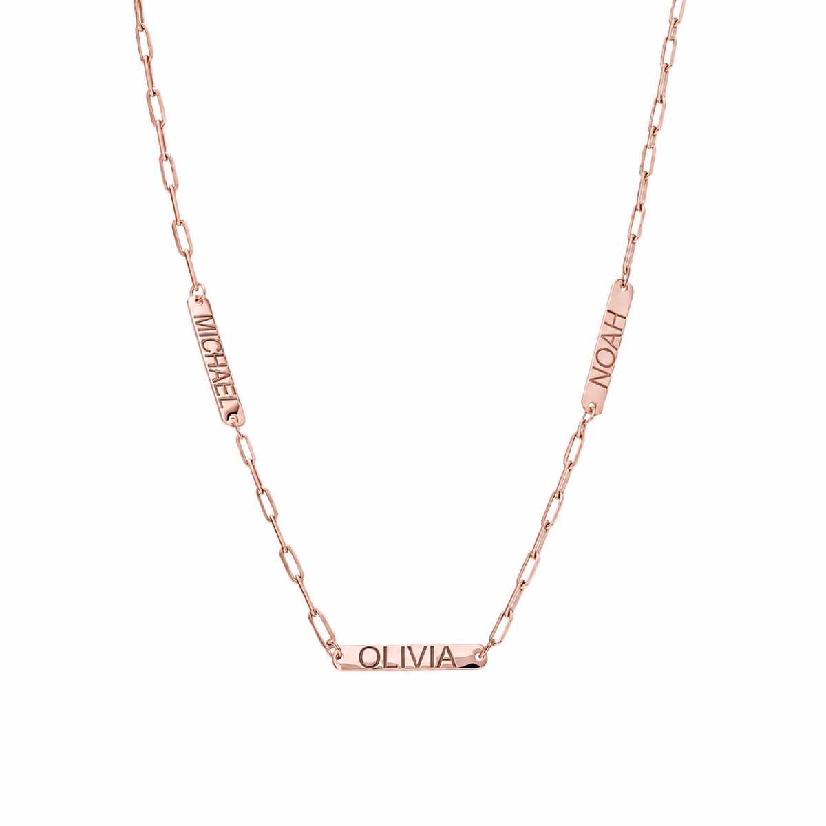 Kişiye Özel Üç İsim Yazılı Plaka Kolye | 925 Ayar Gümüş – Jeweliay Jewelry – 3 – Rose beyaz fon #RENK_rose