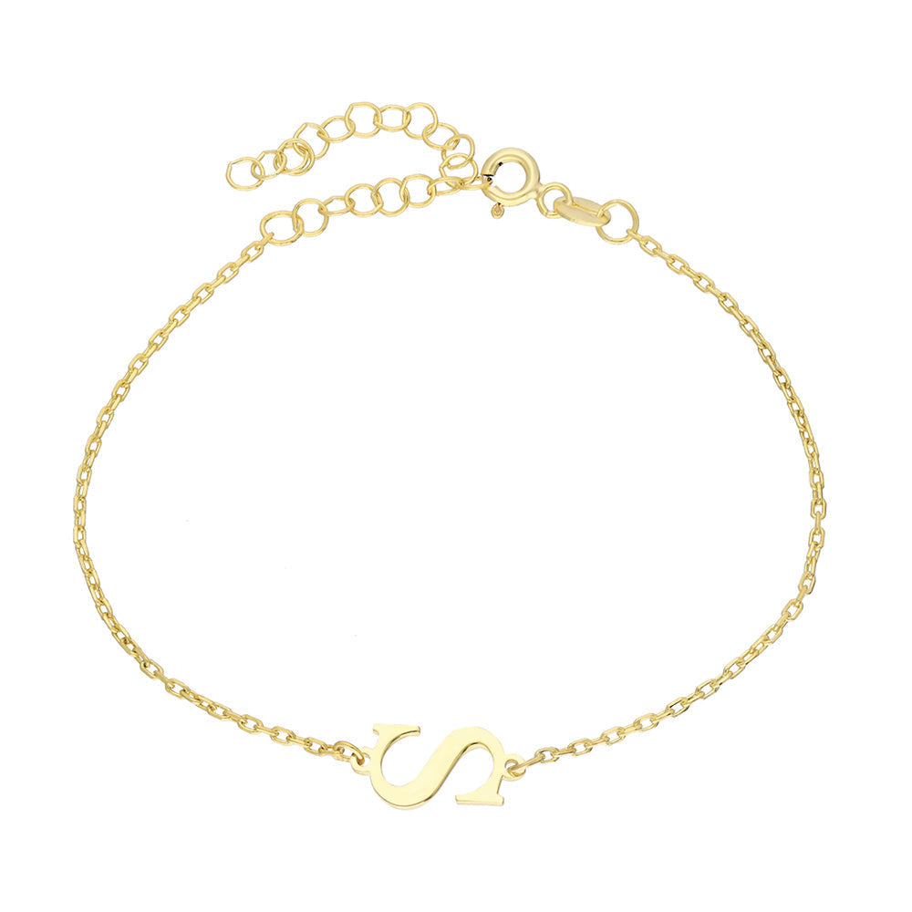 Kişiye Özel Yatay Harf Bileklik | 925 Ayar Gümüş – Jeweliay Jewelry – 1 – Gold beyaz fon #RENK_gold