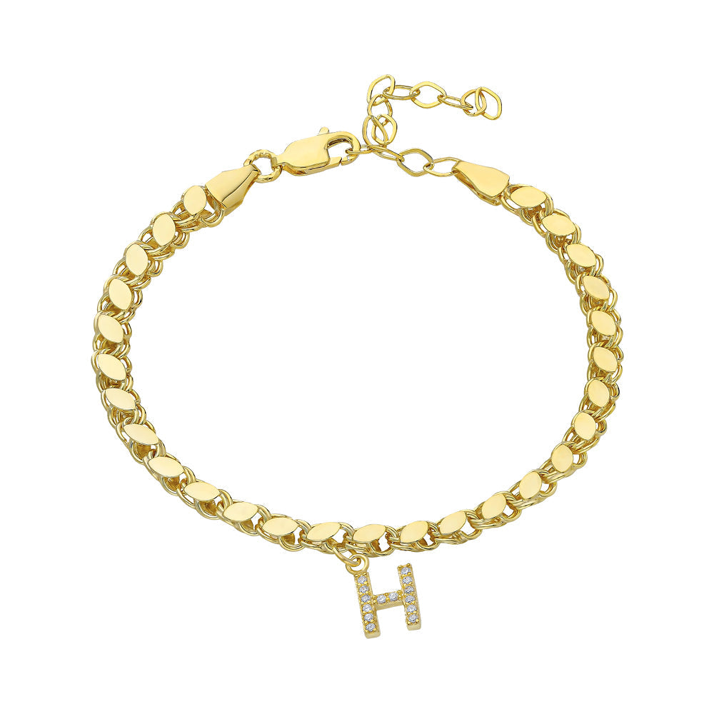 Kişiye Özel Zirkon Harf Sallantılı Pullu Bileklik | 925 Ayar Gümüş – Jeweliay Jewelry – 2 – Gold beyaz fon #RENK_gold