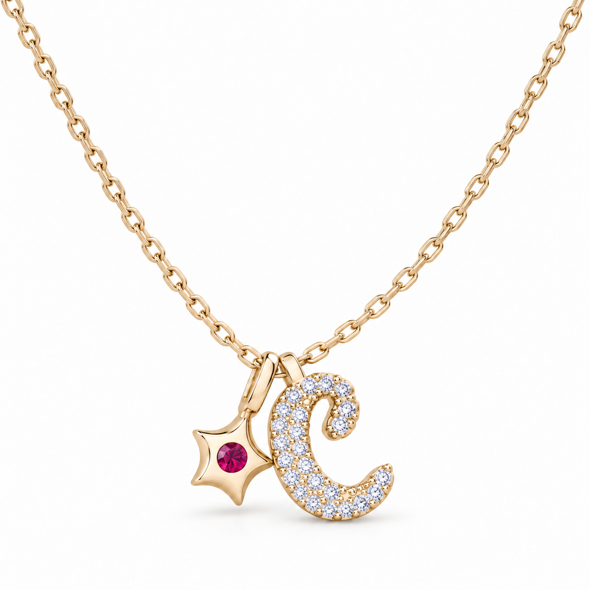 Kişiye Özel Zirkon Harfli Mini Yıldız Doğum Taşı Kolye | 925 Ayar Gümüş – Jeweliay Jewelry – 4 – Gold beyaz fon #RENK_gold
