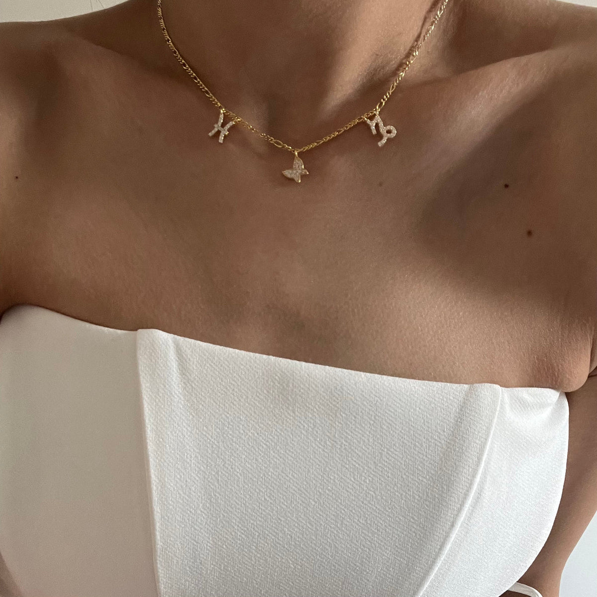 Kişiye Özel Zirkon Taşlı Çift Burç Kelebekli Kolye | 925 Ayar Gümüş – Jeweliay Jewelry – 5