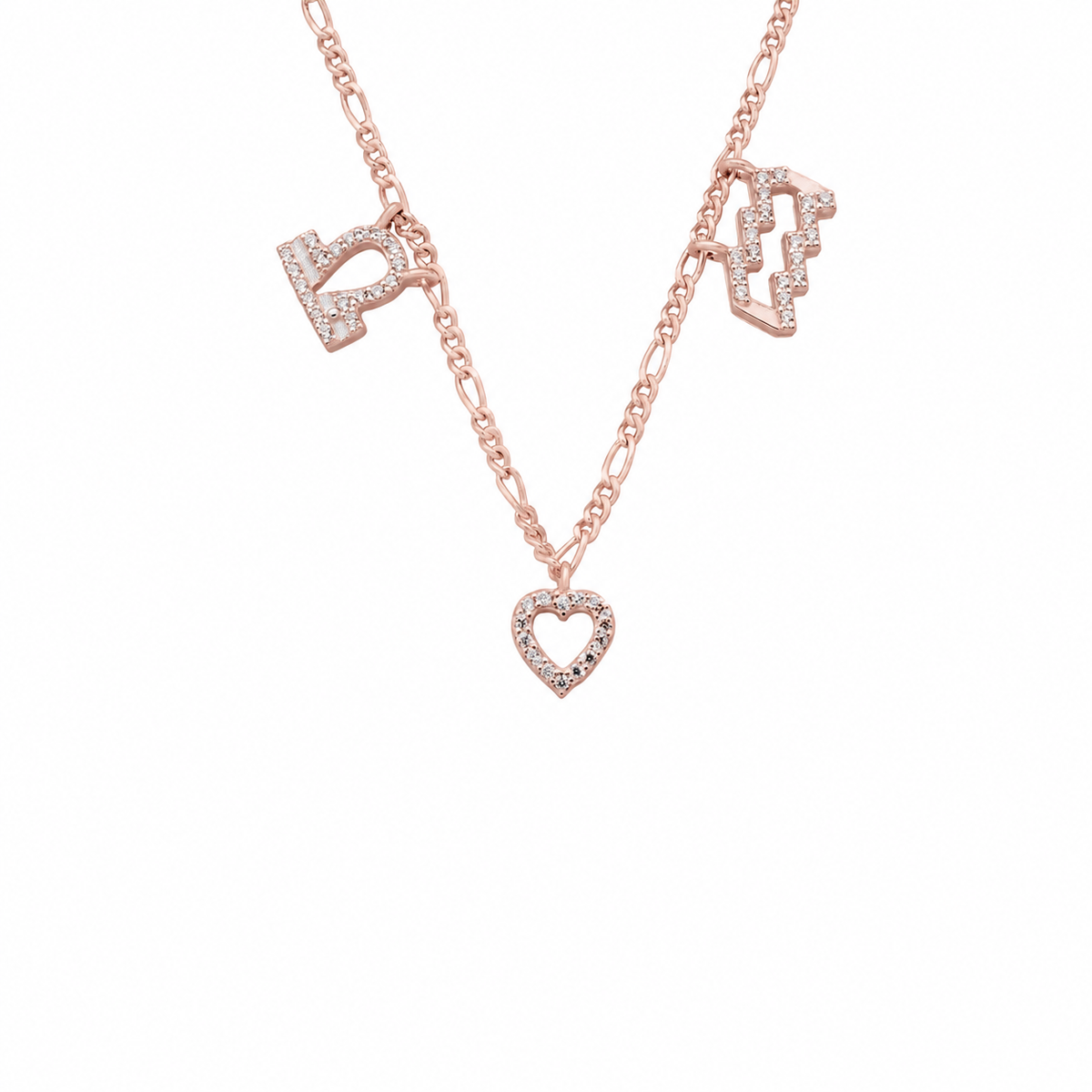 Kişiye Özel Zirkon Taşlı Çift Burçlu İçi Boş Kalp Kolye | 925 Ayar Gümüş – Jeweliay Jewelry – 3 – Rose beyaz fon #RENK_rose