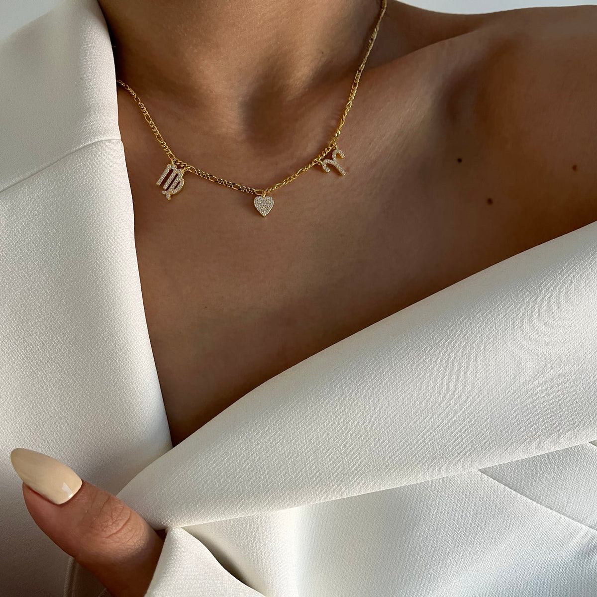 Kişiye Özel Zirkon Taşlı Çift Burçlu Kalp Kolye | 925 Ayar Gümüş – Jeweliay Jewelry – 4