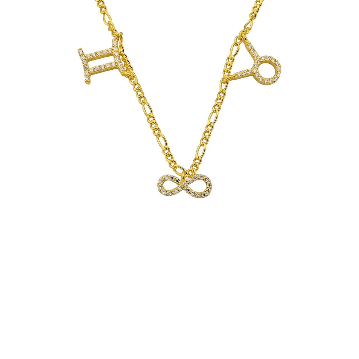 Kişiye Özel Zirkon Taşlı Çift Burçlu Sonsuzluk Kolye | 925 Ayar Gümüş – Jeweliay Jewelry – 1 – Gold beyaz fon #RENK_gold