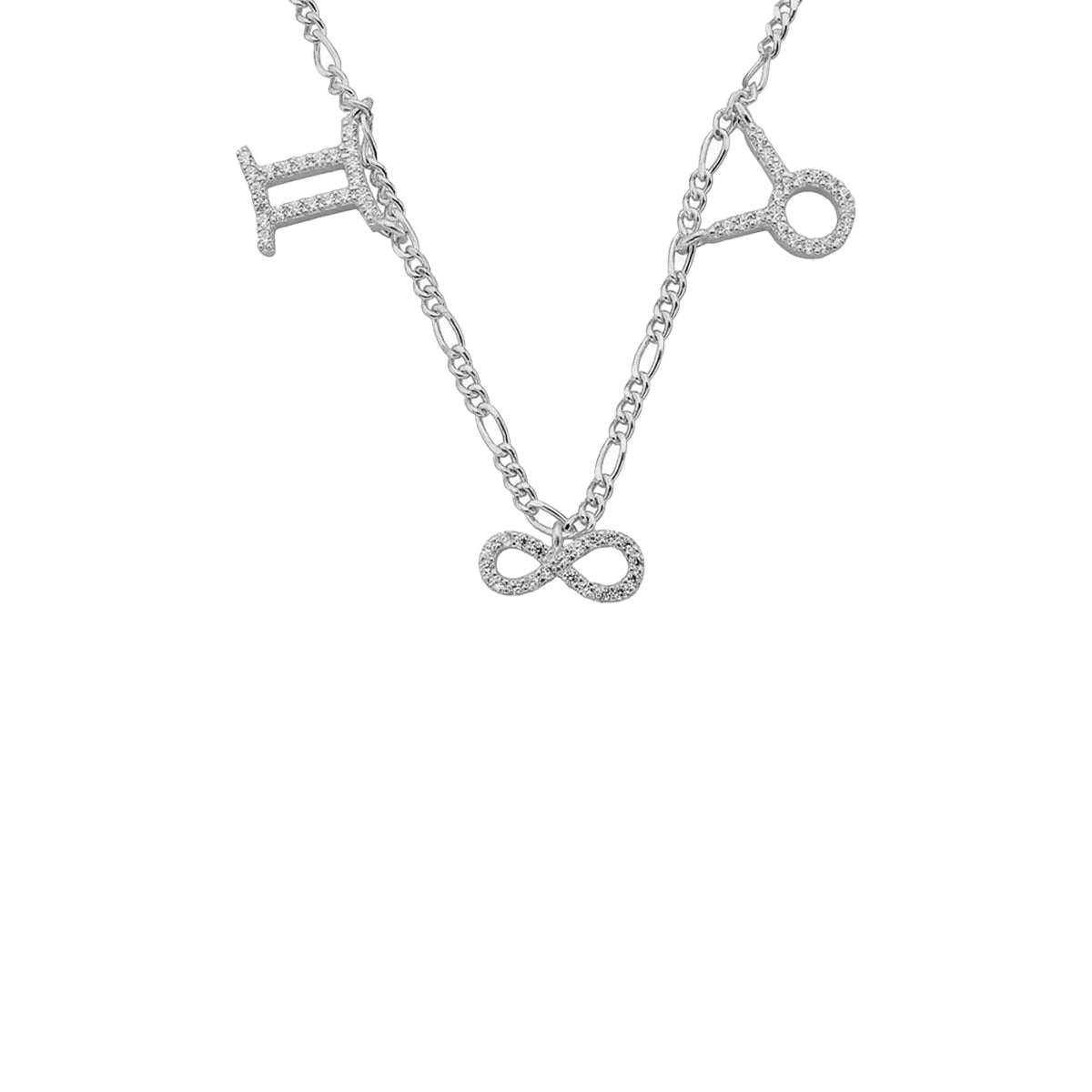 Kişiye Özel Zirkon Taşlı Çift Burçlu Sonsuzluk Kolye | 925 Ayar Gümüş – Jeweliay Jewelry – 2 – Silver beyaz fon #RENK_silver
