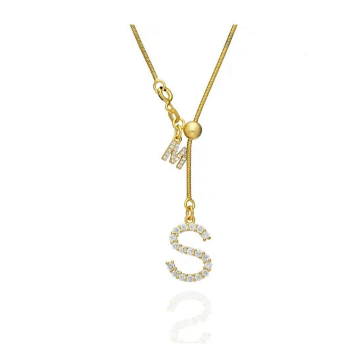 Kişiye Özel Zirkon Taşlı Çift Harfli Asansör Kolye | 925 Ayar Gümüş – Jeweliay Jewelry – 1 – Gold beyaz fon #RENK_gold