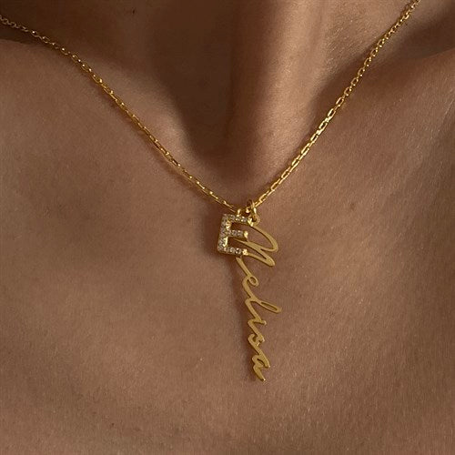 Kişiye Özel Zirkon Taşlı Harf Sallantılı İsim Kolye | 925 Ayar Gümüş – Jeweliay Jewelry – 5