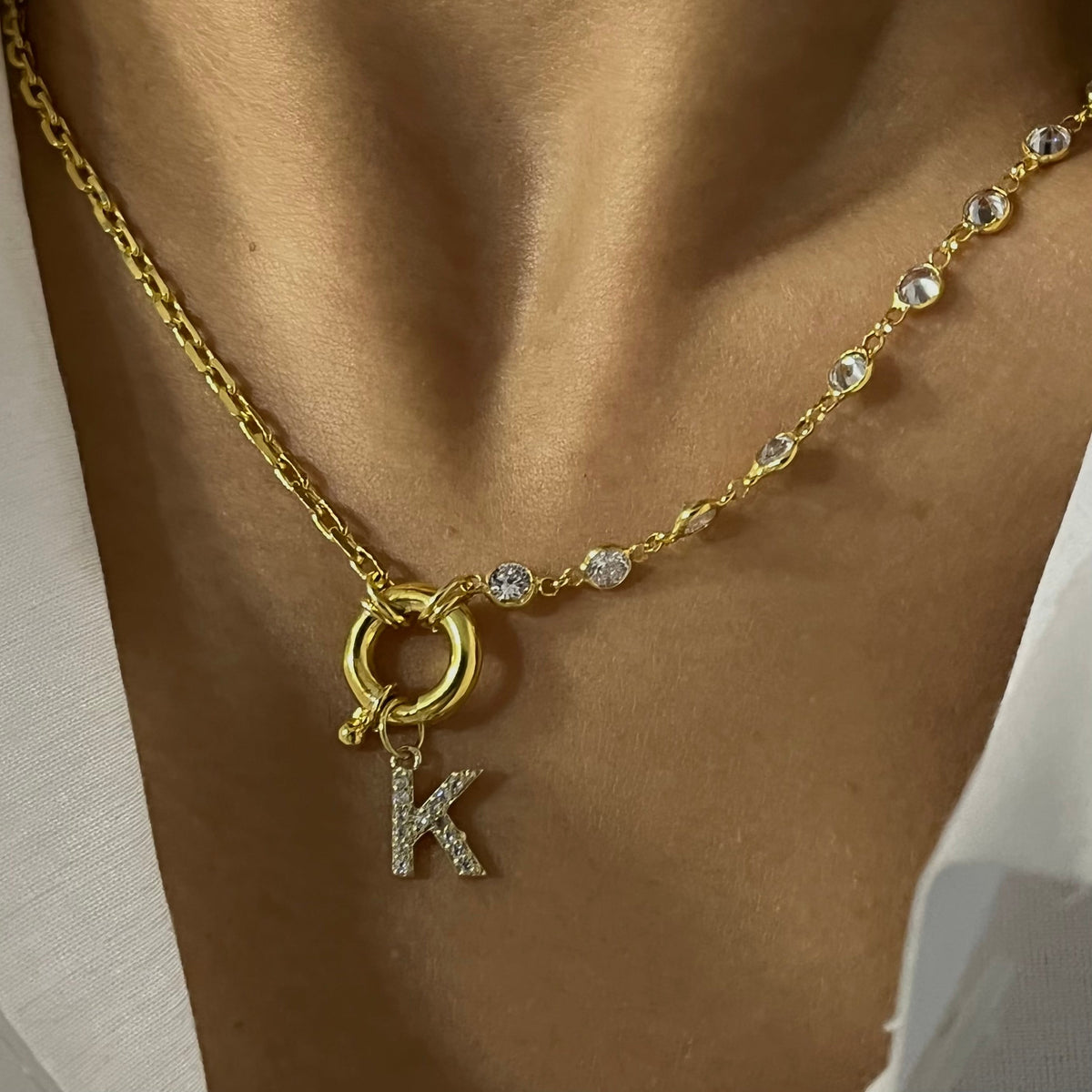 Kişiye Özel Zirkon Taşlı Harf Sallantılı Kapama Taşlı Zincir Kolye | 925 Ayar Gümüş – Jeweliay Jewelry – 4