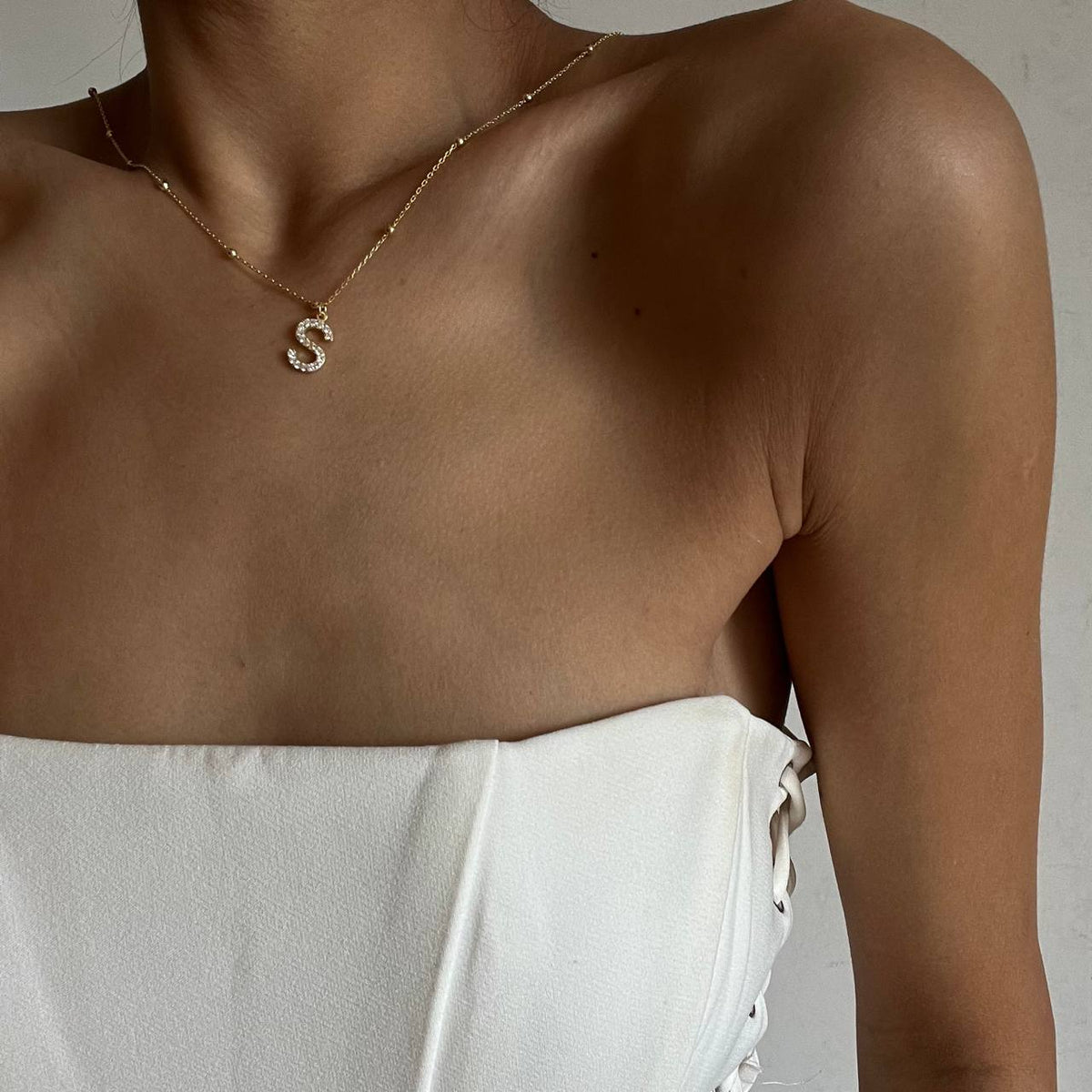 Kişiye Özel Zirkon Taşlı Harf Sallantılı Top Zincir Kolye | 925 Ayar Gümüş – Jeweliay Jewelry – 4