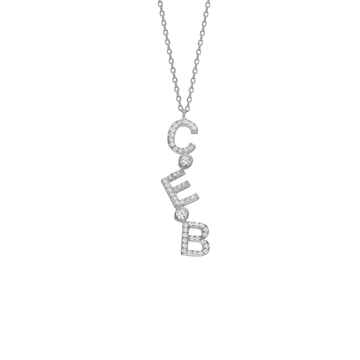 Kişiye Özel Zirkon Taşlı Harfli Dikey Choker Kolye | 925 Ayar Gümüş – Jeweliay Jewelry – 2 – Silver beyaz fon #RENK_silver