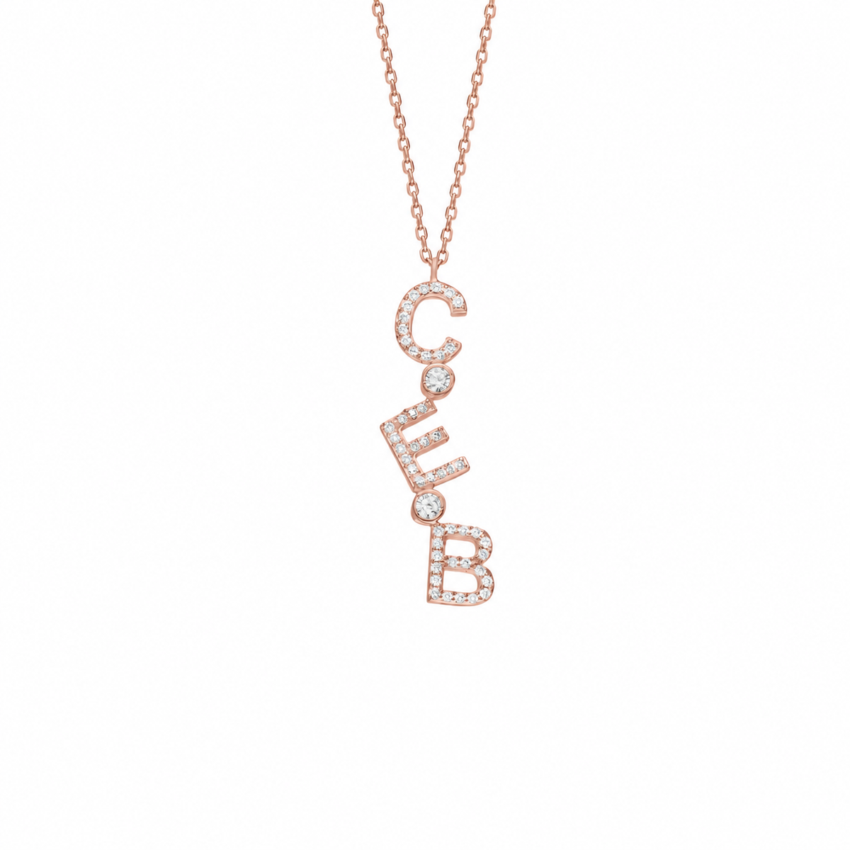 Kişiye Özel Zirkon Taşlı Harfli Dikey Choker Kolye | 925 Ayar Gümüş – Jeweliay Jewelry – 3 – Rose beyaz fon #RENK_rose