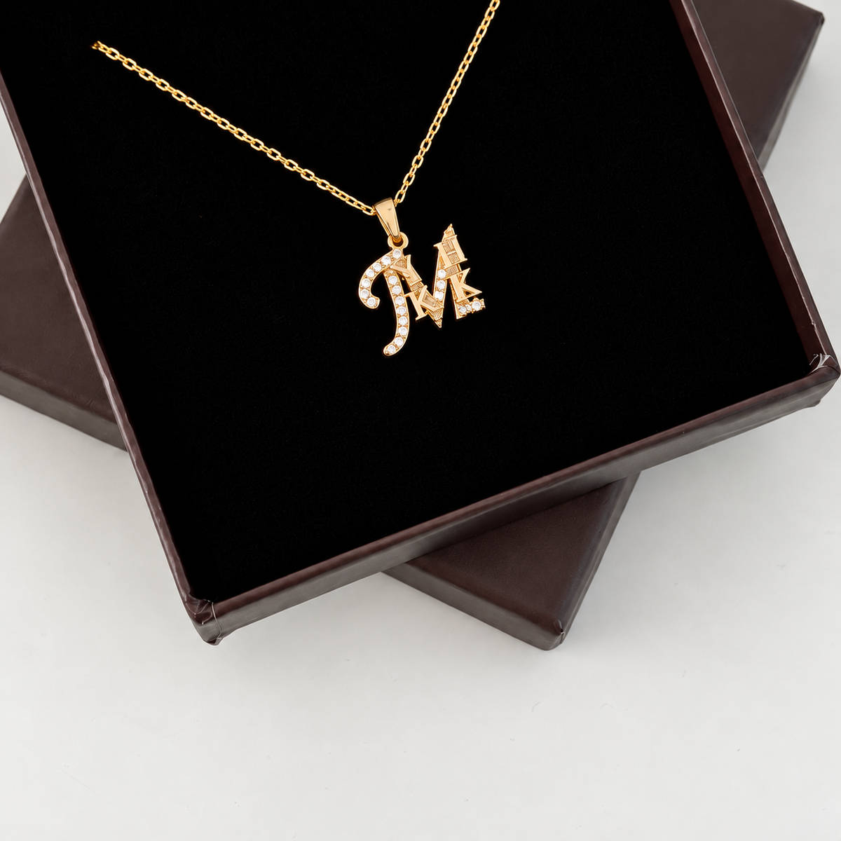 Kişiye Özel Zirkon Taşlı Premium Büyük Harf x Küçük Harf Kolye – Jeweliay Jewelry – 04