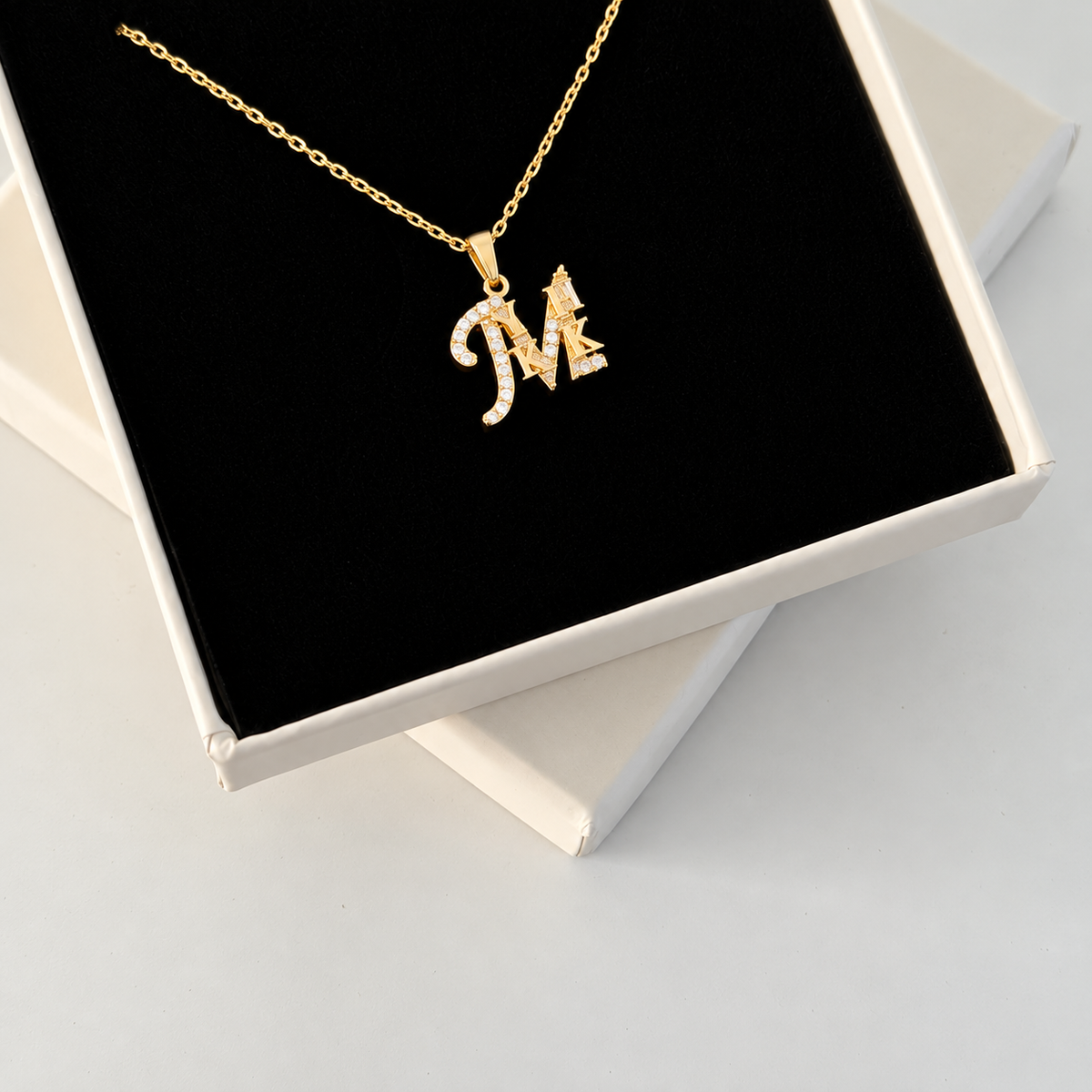 Kişiye Özel Zirkon Taşlı Premium Büyük Harf x Küçük Harf Kolye – Jeweliay Jewelry – 05