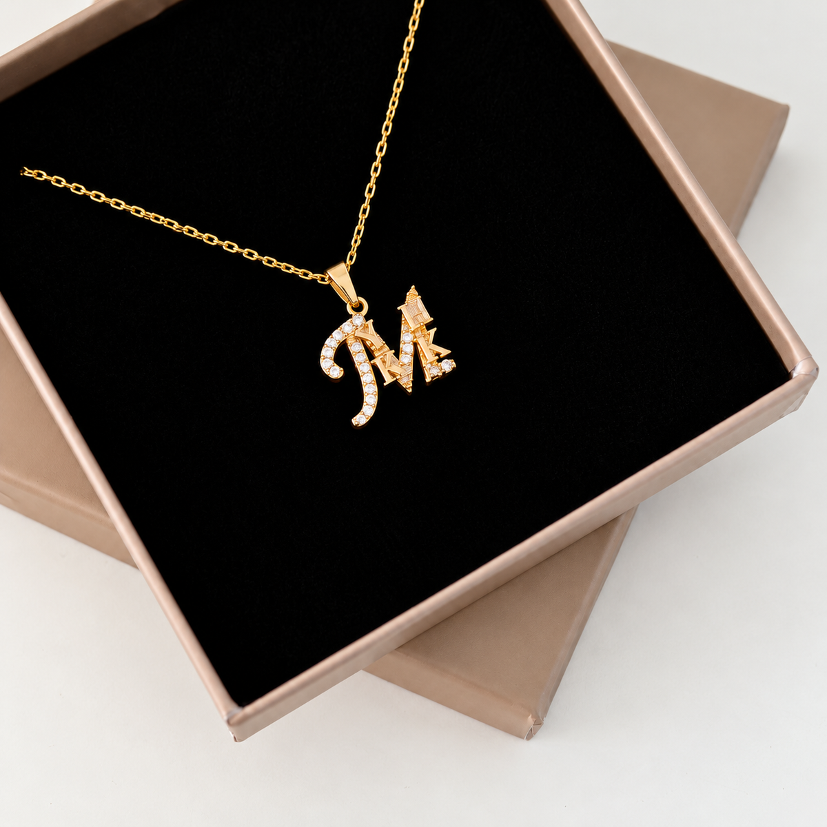 Kişiye Özel Zirkon Taşlı Premium Büyük Harf x Küçük Harf Kolye – Jeweliay Jewelry – 06