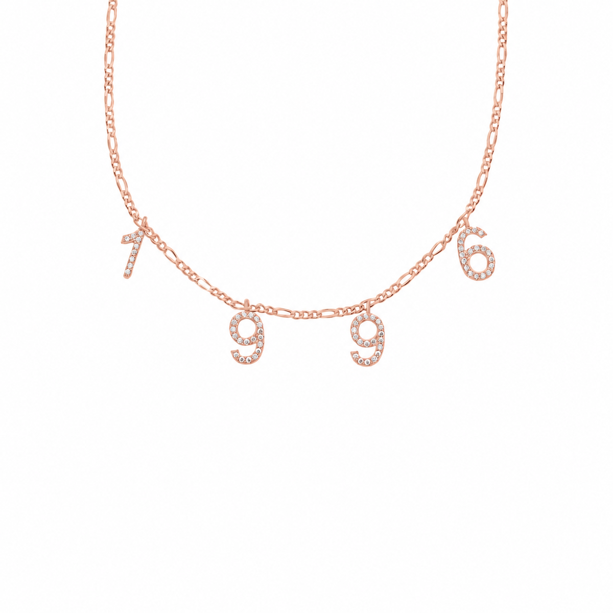 Kişiye Özel Zirkon Taşlı Tarihli Figaro Zincir Kolye | 925 Ayar Gümüş – Jeweliay Jewelry – 3 – Rose beyaz fon #RENK_rose