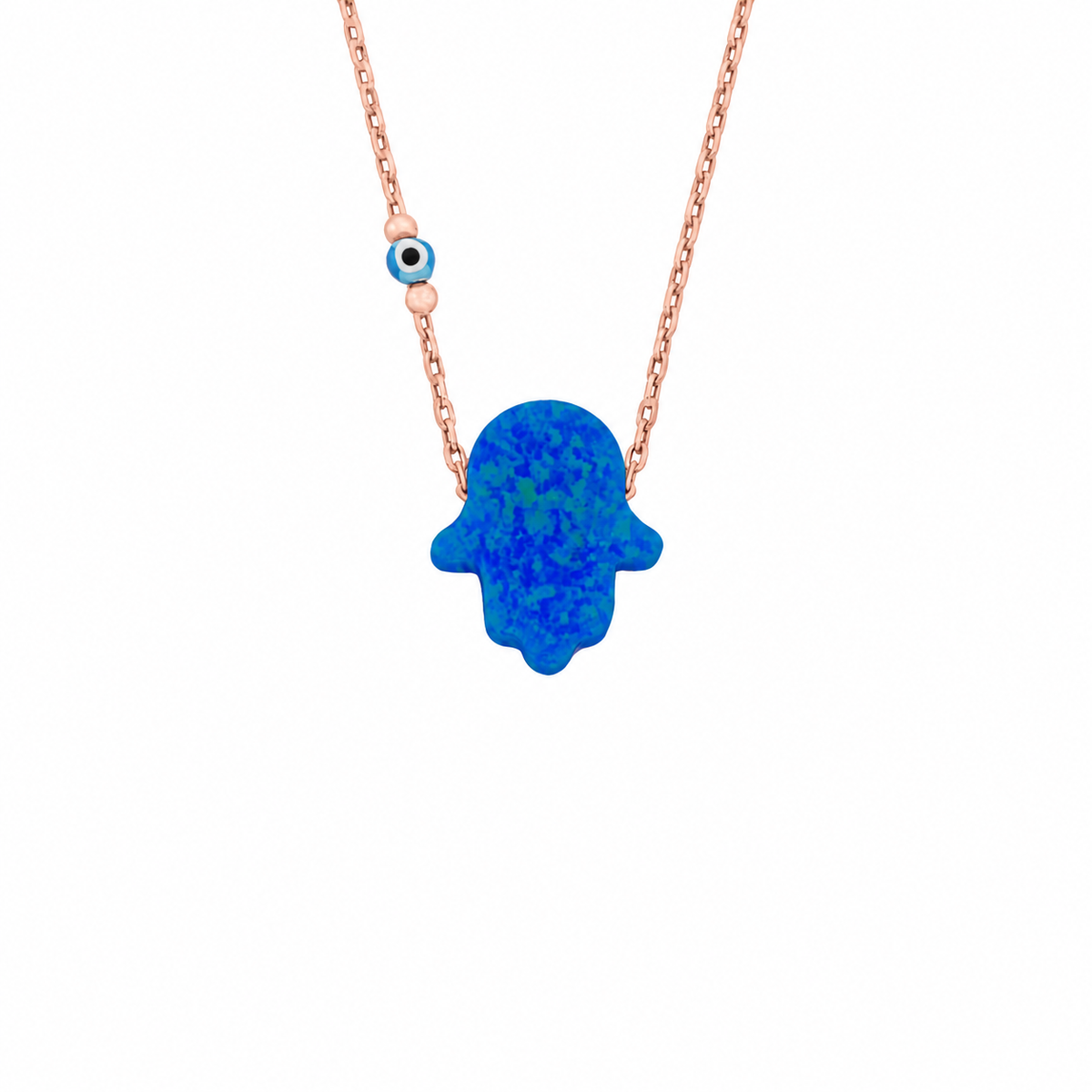 Koyu Mavi Opal Göz Nazarlı Fatma Ana Eli Kolye | 925 Ayar Gümüş – Jeweliay Jewelry – 3 – Rose beyaz fon #RENK_rose