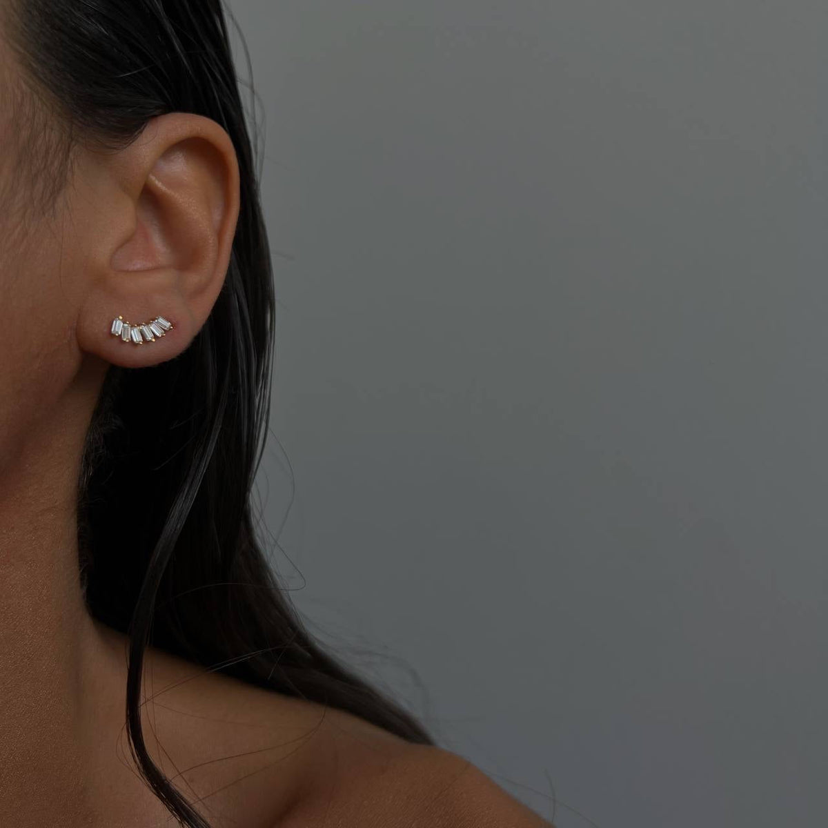 Linn Zirkon Çivili Baget Küpe | 925 Ayar Gümüş – Jeweliay Jewelry – 4