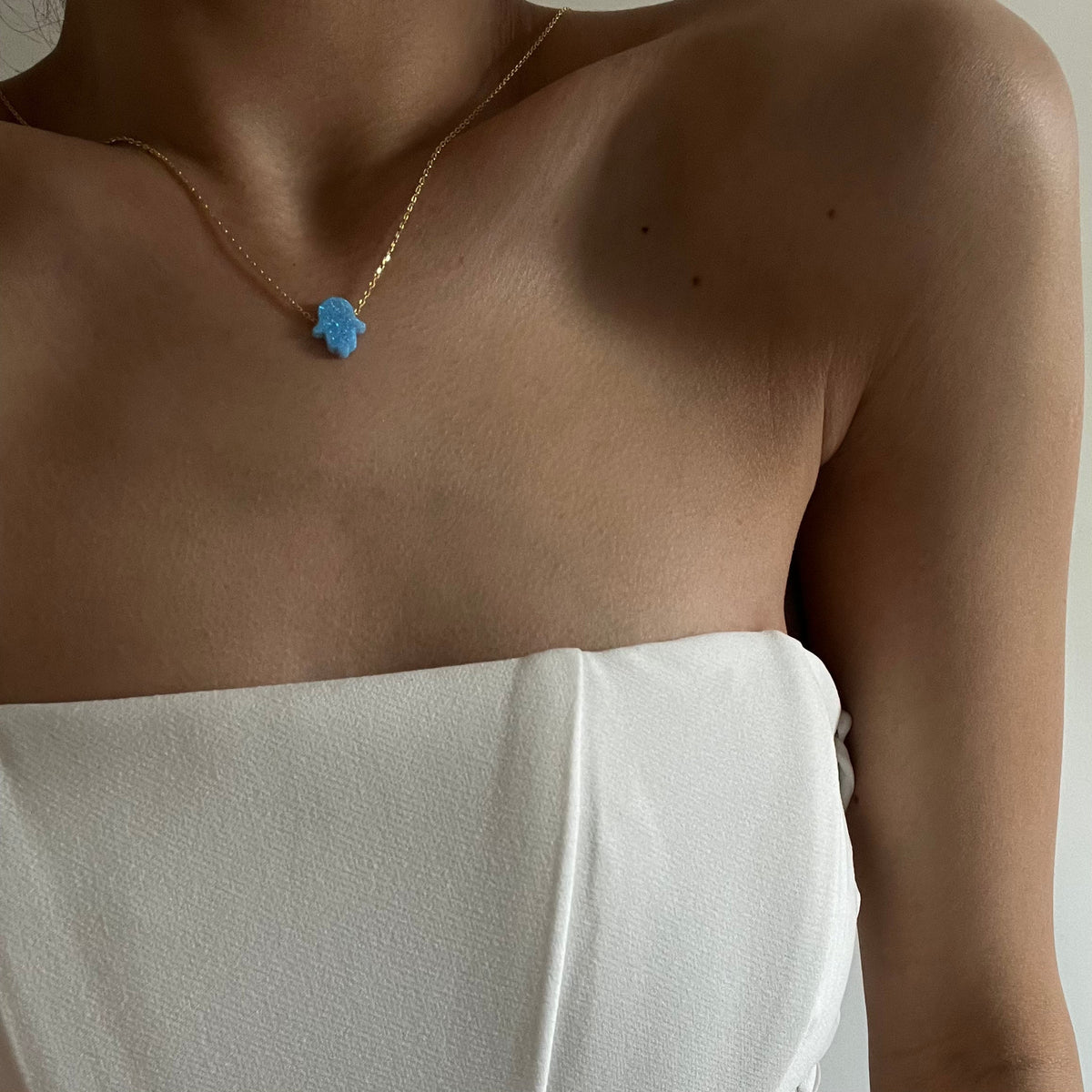 Mavi Opal Fatma Ana Eli Kolye | 925 Ayar Gümüş – Jeweliay Jewelry – 5