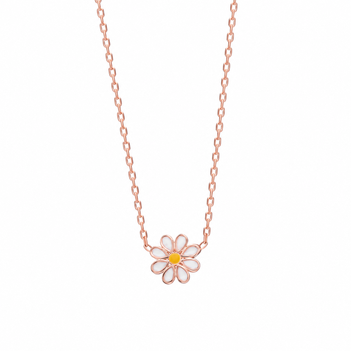 Mineli Mini Papatya Kolye | 925 Ayar Gümüş – Jeweliay Jewelry – 3 – Rose beyaz fon #RENK_rose