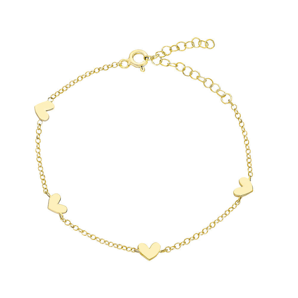 Mini Dörtlü Kalpli Doç Zincir Bileklik | 925 Ayar Gümüş – Jeweliay Jewelry – 2 – Gold beyaz fon #RENK_gold