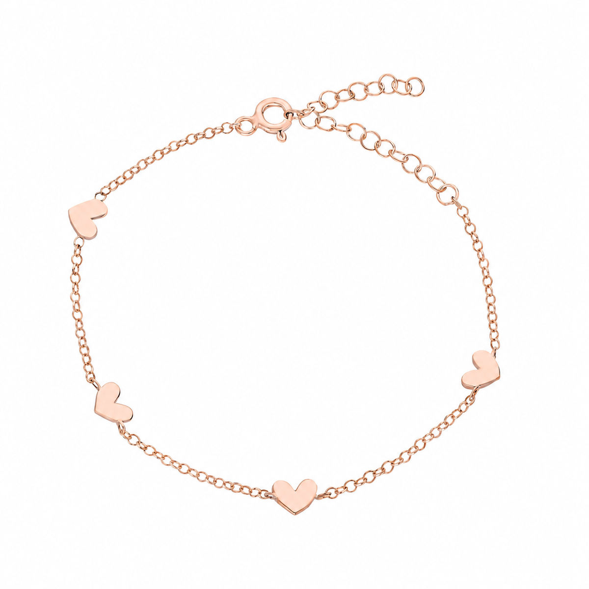 Mini Dörtlü Kalpli Doç Zincir Bileklik | 925 Ayar Gümüş – Jeweliay Jewelry – 4 – Rose beyaz fon #RENK_rose