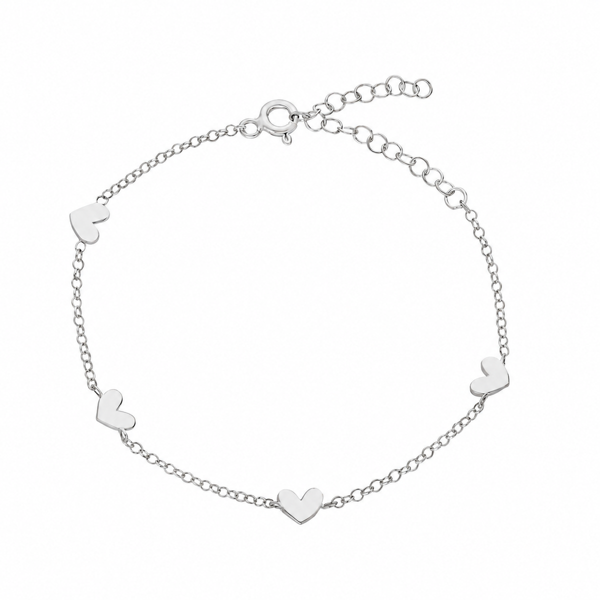 Mini Dörtlü Kalpli Doç Zincir Bileklik | 925 Ayar Gümüş – Jeweliay Jewelry – 3 – Silver beyaz fon #RENK_silver