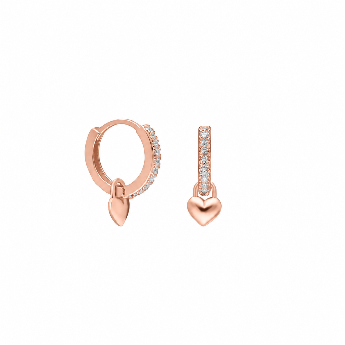 Mini Kalp Sallantılı Zirkon Taşlı Halka Küpe | 925 Ayar Gümüş – Jeweliay Jewelry – 3 – Rose beyaz fon #RENK_rose