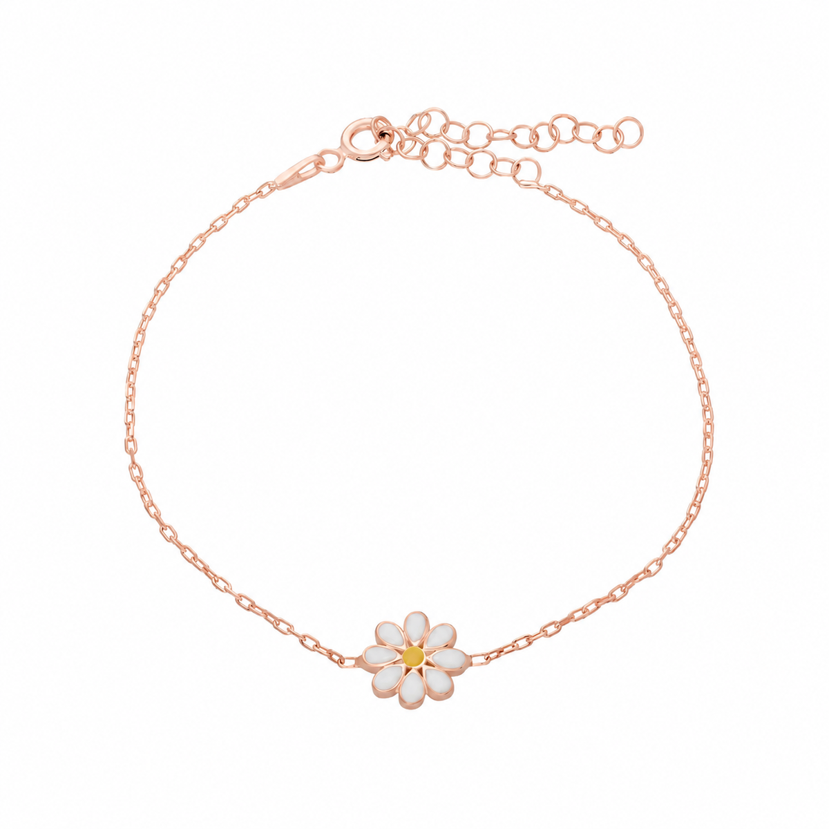 Mini Mineli Papatya Bileklik | 925 Ayar Gümüş – Jeweliay Jewelry – 3 – Rose beyaz fon #RENK_rose