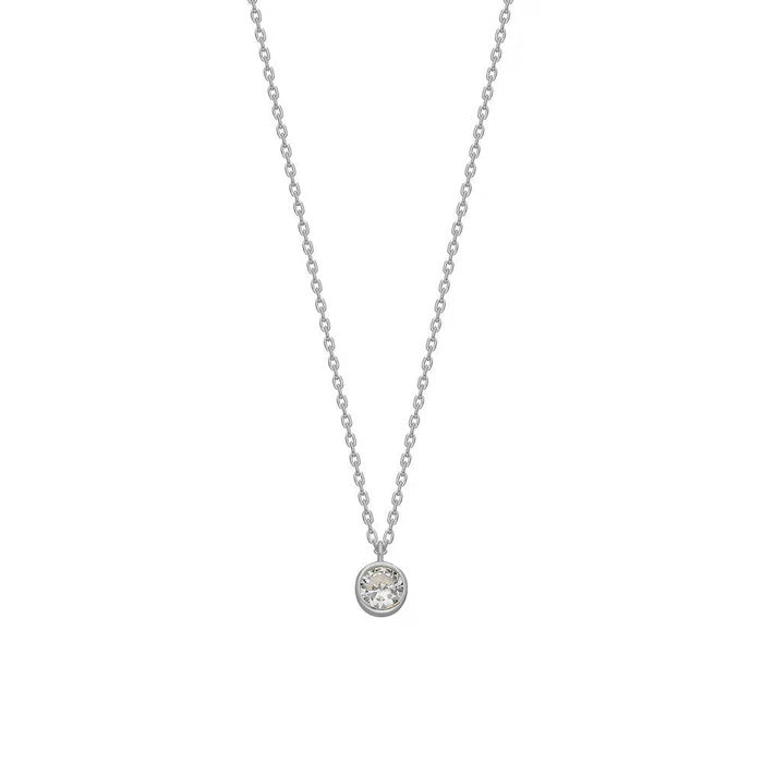 Mini Yuvarlak Zirkon Taşlı Kolye | 925 Ayar Gümüş — Silver — beyaz fon #RENK_silver