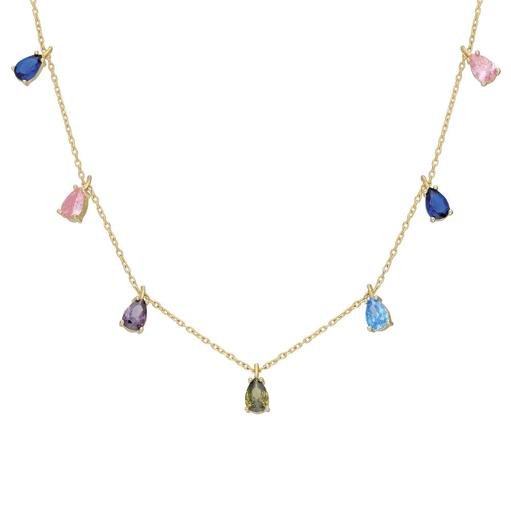 Mix Damla Taş Sallantılı Kolye | 925 Ayar Gümüş – Jeweliay Jewelry – 1 – Gold beyaz fon #RENK_gold