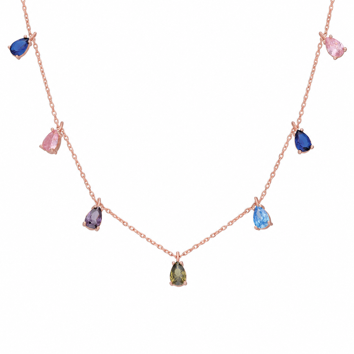 Mix Damla Taş Sallantılı Kolye | 925 Ayar Gümüş – Jeweliay Jewelry – 3 – Rose beyaz fon #RENK_rose