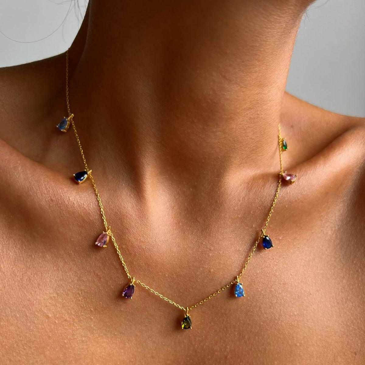 Mix Damla Taş Sallantılı Kolye | 925 Ayar Gümüş – Jeweliay Jewelry – 4